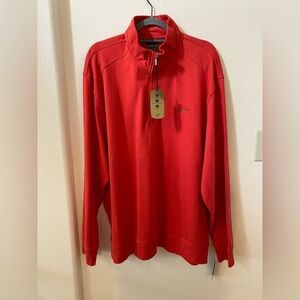 Greg Norman 1/4 Zip Red Pullover Sweater Size XXL 100% Cotton NWT Island Sunset